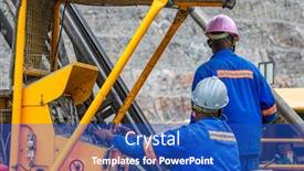  Presentation with machinery - Colorful PPT layouts enhanced with african-workers-operating-a-heavy backdrop and a teal colored foreground