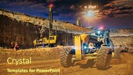  Presentation with african sunset - PPT layouts enhanced with african-workers-using-a-grader background and a tawny brown colored foreground