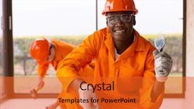  Presentation with chisel - Cool new PPT theme with african workman holding chisel backdrop and a  colored foreground