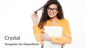  Presentation with young children playing - Theme enhanced with african young businesswoman with blank background and a white colored foreground