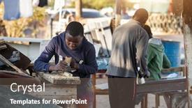  Presentation with metal - Slide set enhanced with african-young-man-working background and a gray colored foreground