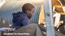  Presentation with metal recycling - Presentation theme with african-young-man-working background and a dark gray colored foreground