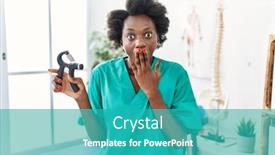  Presentation with physiotherapist - Presentation design consisting of african-young-physiotherapist-woman-holding background and a teal colored foreground