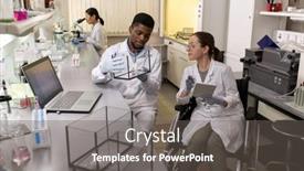  Presentation with laboratory mouse - PPT theme featuring african-young-scientist-holding-mouse background and a gray colored foreground