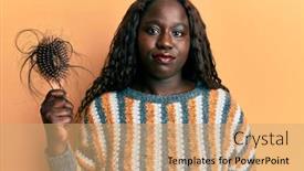  Presentation with attitude - Colorful presentation design enhanced with african-young-woman-holding-comb backdrop and a coral colored foreground