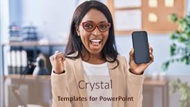  Presentation with smartphone - Presentation having african-young-woman-holding-smartphone background and a  colored foreground