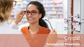  Presentation with optic - Amazing presentation design having african-young-woman-in-optic backdrop and a coral colored foreground