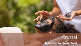  Presentation with african beauty - PPT theme featuring african-young-woman-resting background and a tawny brown colored foreground