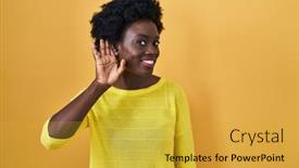  Presentation with ear - Theme featuring african-young-woman-standing-over background and a yellow colored foreground