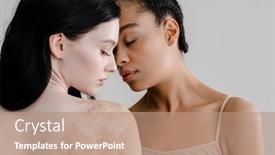  Presentation with vitiligo - Amazing PPT theme having african-young-woman-standing backdrop and a coral colored foreground