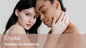  Presentation with vitiligo - Slide set featuring african-young-woman-standing background and a coral colored foreground