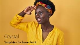  Presentation with turban - Slides consisting of african-young-woman-wearing-african background and a gold colored foreground