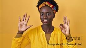  Presentation with turban - Presentation theme having african-young-woman-wearing-african background and a gold colored foreground
