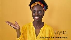  Presentation with turban - Slides featuring african-young-woman-wearing-african background and a gold colored foreground