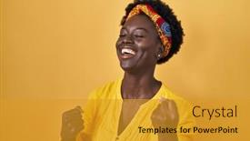  Presentation with turban - PPT layouts consisting of african-young-woman-wearing-african background and a gold colored foreground