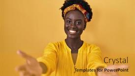  Presentation with turban - Presentation theme featuring african-young-woman-wearing-african background and a gold colored foreground