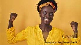  Presentation with turban - Presentation theme featuring african-young-woman-wearing-african background and a gold colored foreground