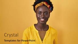  Presentation with turban - Presentation design consisting of african-young-woman-wearing-african background and a gold colored foreground