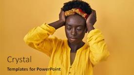  Presentation with turban - Slide set enhanced with african-young-woman-wearing-african background and a gold colored foreground