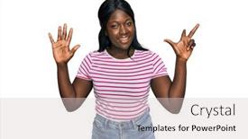  Presentation with eight - Audience pleasing slide set consisting of african-young-woman-wearing-casual backdrop and a light gray colored foreground
