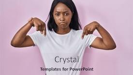  Presentation with depressed - Presentation theme enhanced with african-young-woman-wearing-casual background and a lemonade colored foreground