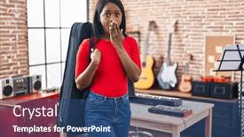  Presentation with african music - Slide deck consisting of african-young-woman-wearing-guitar background and a  colored foreground