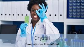  Presentation with scientist - Theme featuring african-young-woman-working background and a light blue colored foreground