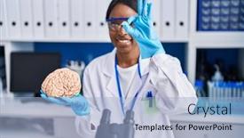  Presentation with brain eye - Theme featuring african-young-woman-working background and a light blue colored foreground