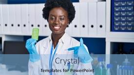  Presentation with control - PPT theme with african-young-woman-working background and a light blue colored foreground