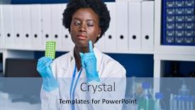  Presentation with control - PPT layouts having african-young-woman-working background and a light blue colored foreground
