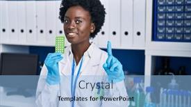  Presentation with control - Slides enhanced with african-young-woman-working background and a light blue colored foreground
