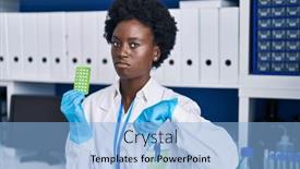  Presentation with control - PPT theme having african-young-woman-working background and a light blue colored foreground