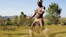  Presentation with african tribe - PPT theme enhanced with african zulu dancer background and a gold colored foreground