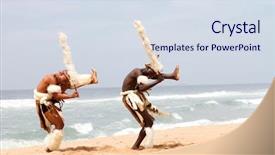  Presentation with dance beautiful couple dancing ballroom - Amazing PPT theme having african zulu man dancing backdrop and a sky blue colored foreground