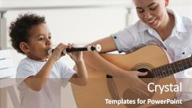  Presentation with music instruments - Presentation theme with africanamerican women - young girl and little boy background and a tawny brown colored foreground