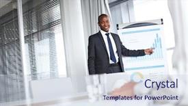  Presentation with confident - Presentation featuring afrique - confident young businessman pointing towards background and a lemonade colored foreground