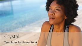  Presentation with active lifestyle - Slide set consisting of afro-african-american-young-woman background and a coral colored foreground