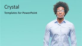  Presentation with afro - PPT theme featuring afro american business man wearing background and a light blue colored foreground