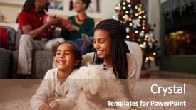  Presentation with child enjoy - Colorful presentation design enhanced with afro-american child enjoy backdrop and a coral colored foreground