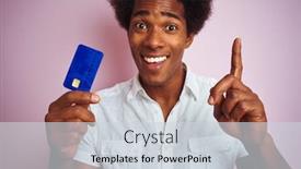  Presentation with credit card - Presentation theme consisting of afro-american-customer-man-holding background and a lemonade colored foreground