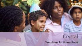  Presentation with birthday party - Beautiful presentation featuring afro-american-family-gathered backdrop and a light blue colored foreground