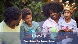  Presentation with family talking - Amazing slides having afro-american-family-gathered backdrop and a ocean colored foreground