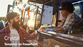  Presentation with afro - PPT theme consisting of afro-american-female-employee-gives background and a tawny brown colored foreground