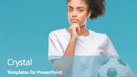  Presentation with american football - Amazing presentation design having afro american holding soccer football backdrop and a  colored foreground
