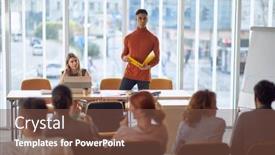  Presentation with afro - Presentation having afro-american-male-standing-lecturing background and a tawny brown colored foreground