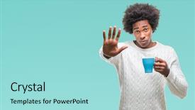  Presentation with coffee cup - Colorful PPT layouts enhanced with afro american man drinking cup backdrop and a  colored foreground