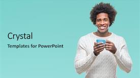  Presentation with native american community - Colorful PPT theme enhanced with afro american man drinking cup backdrop and a arctic colored foreground