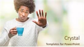  Presentation with coffee cup - PPT layouts enhanced with afro american man drinking cup background and a  colored foreground
