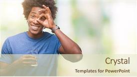  Presentation with eye glass - Slides enhanced with afro american man drinking glass background and a soft green colored foreground