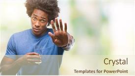  Presentation with child drinking water from glass - PPT theme with afro american man drinking glass background and a cream colored foreground